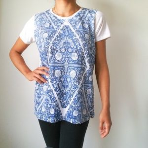 Lucky Brand Short Sleeve Blue Graphic Tee Size L